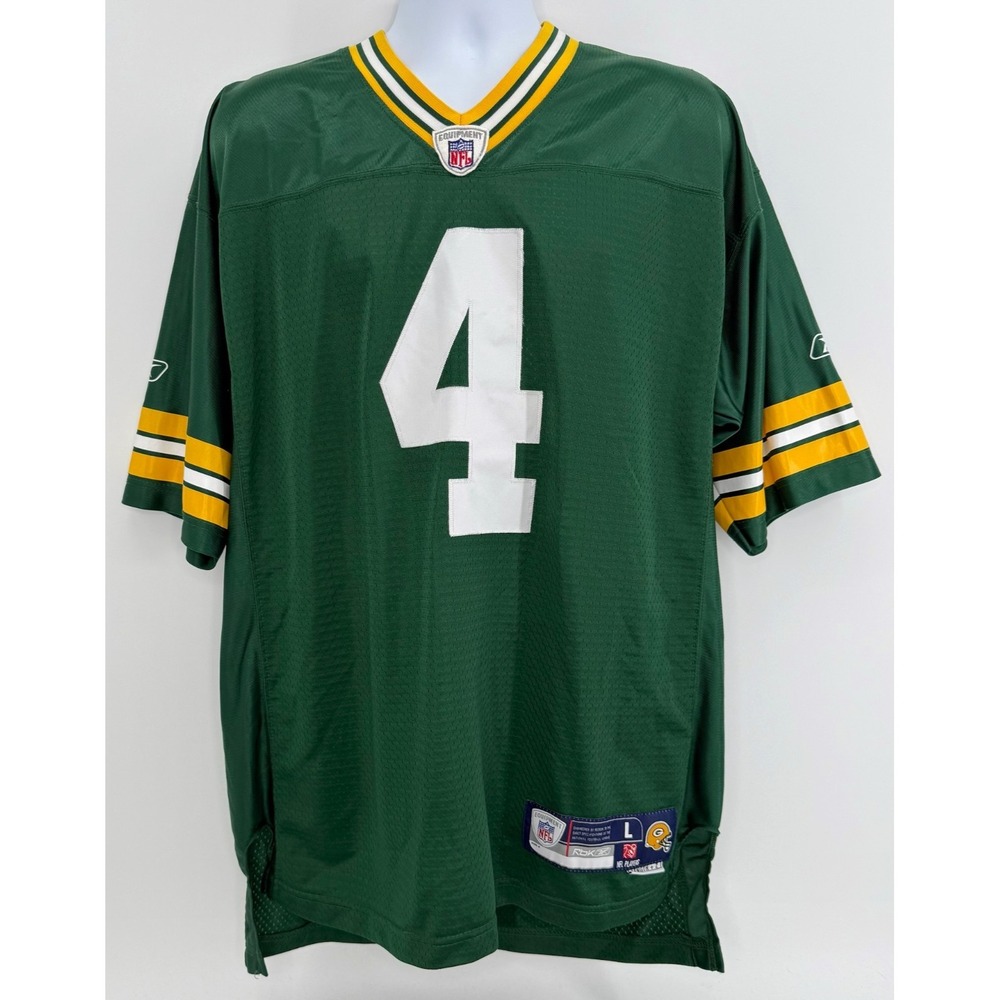 Vintage Brett Favre 4 Green Bay Packers Reebok NFL Jersey Mens L Stitched